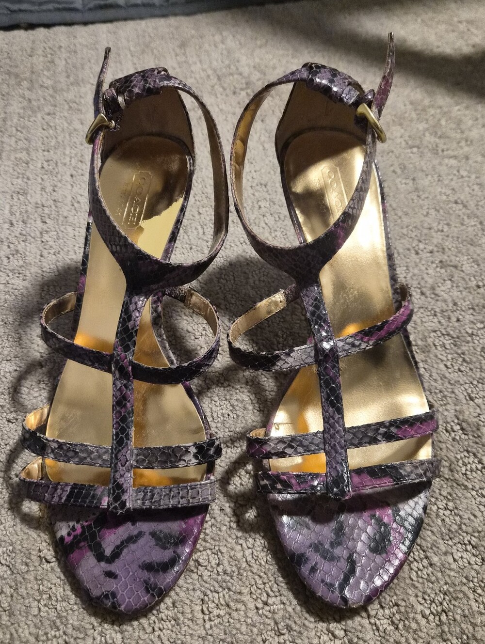 Hayden Purple Snake Skin Strappy Women's Sandals
